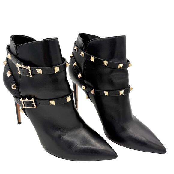 Valentino Garavani Rockstud Ankle Boots Black Leather Stud High Heel EU 40 US 10 - Picture 15 of 15